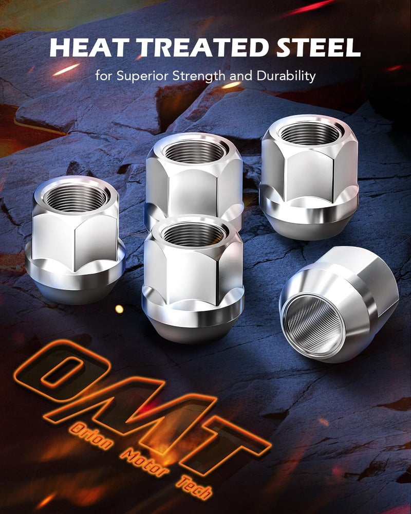 Orion Motor Tech صواميل العجلات المفتوحة من أوريون موتور تكنولوجي 1/2"-20، 3/4" 19 مم سداسي 0.84x0.9 بوصة مطلية بالكروم متوافقة مع دودج داكوتا رام تشارجر فورد برونكو إكسبلورر F-150 جيب رانجلر، مجموعة من 20 - Image 3